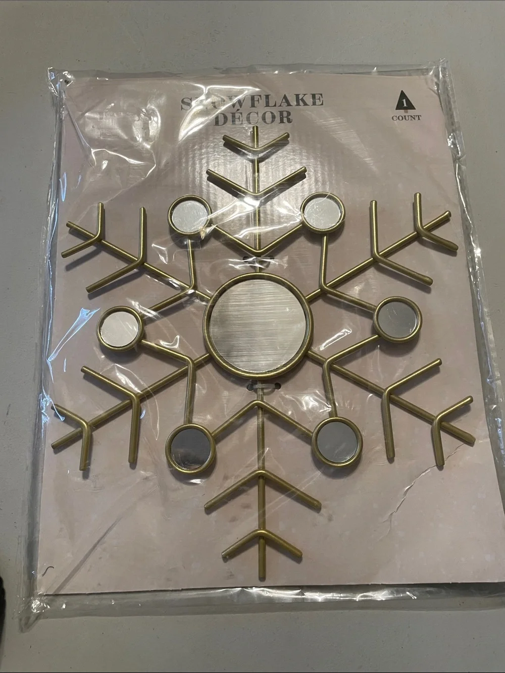 Snowflake Wall Decor Mirror - Gold